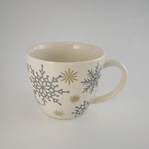 Starbucks 2009 Collectible Christmas Mug, Ceramic with Silver & Gold Snowflakes - Picture 1 of 5